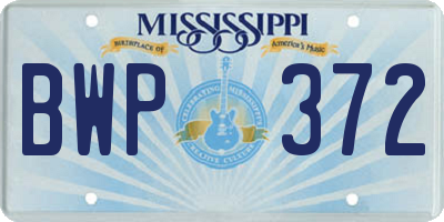 MS license plate BWP372