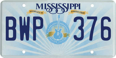 MS license plate BWP376