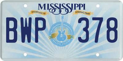 MS license plate BWP378