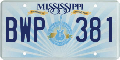 MS license plate BWP381