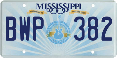 MS license plate BWP382