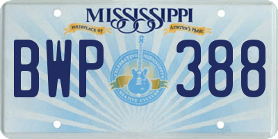 MS license plate BWP388