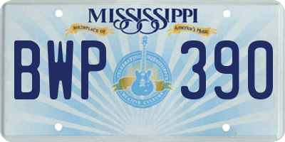 MS license plate BWP390