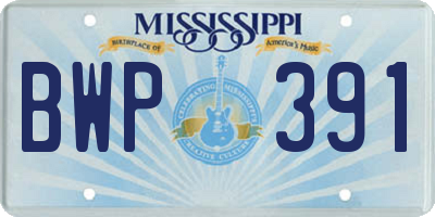 MS license plate BWP391