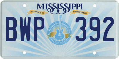MS license plate BWP392