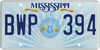 MS license plate BWP394