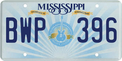 MS license plate BWP396