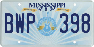 MS license plate BWP398
