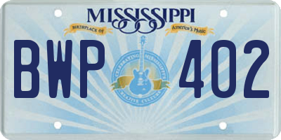 MS license plate BWP402
