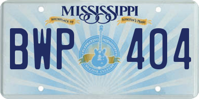 MS license plate BWP404
