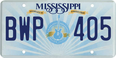MS license plate BWP405