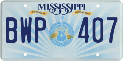 MS license plate BWP407