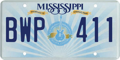 MS license plate BWP411