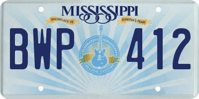MS license plate BWP412
