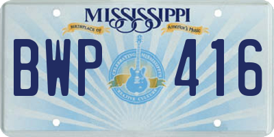 MS license plate BWP416