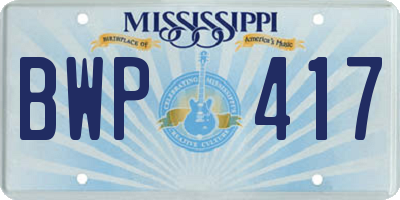 MS license plate BWP417