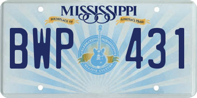 MS license plate BWP431