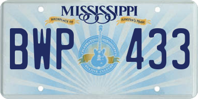 MS license plate BWP433