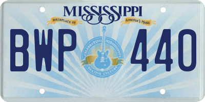 MS license plate BWP440