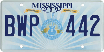MS license plate BWP442