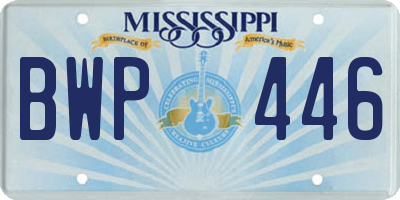 MS license plate BWP446