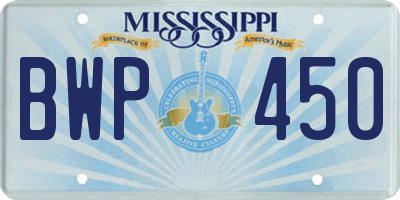 MS license plate BWP450