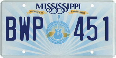 MS license plate BWP451