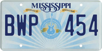 MS license plate BWP454