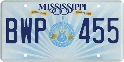 MS license plate BWP455