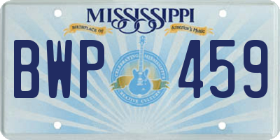 MS license plate BWP459