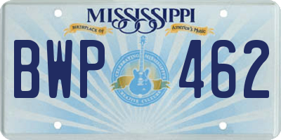 MS license plate BWP462