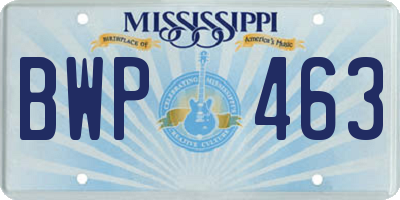 MS license plate BWP463