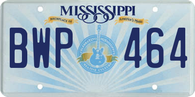 MS license plate BWP464