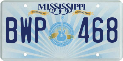 MS license plate BWP468
