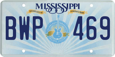 MS license plate BWP469
