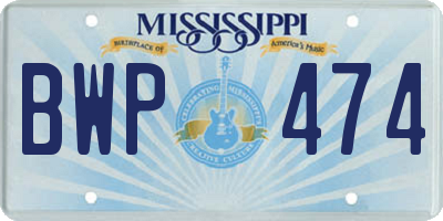 MS license plate BWP474