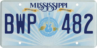 MS license plate BWP482