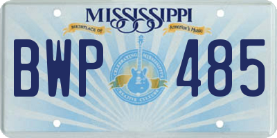 MS license plate BWP485