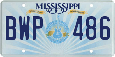 MS license plate BWP486