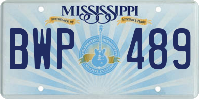 MS license plate BWP489