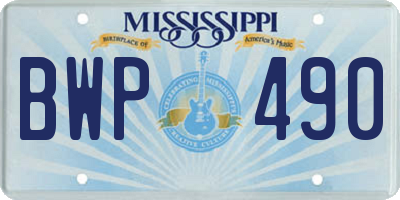 MS license plate BWP490