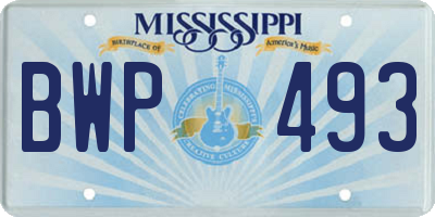MS license plate BWP493