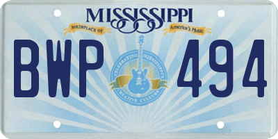 MS license plate BWP494