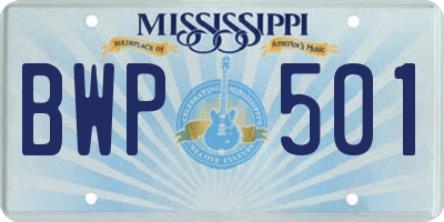 MS license plate BWP501