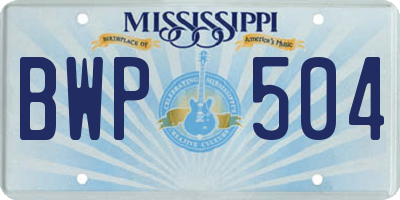 MS license plate BWP504