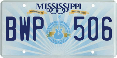 MS license plate BWP506