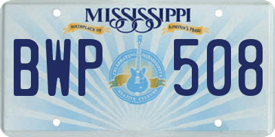 MS license plate BWP508
