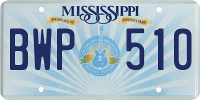 MS license plate BWP510