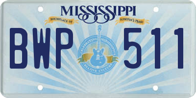 MS license plate BWP511