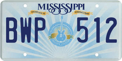 MS license plate BWP512